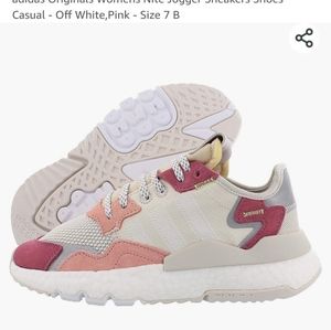 Adidas Originals Womens Nite Jogger Sneakers Shoes Casual - Off White,Pink - Siz